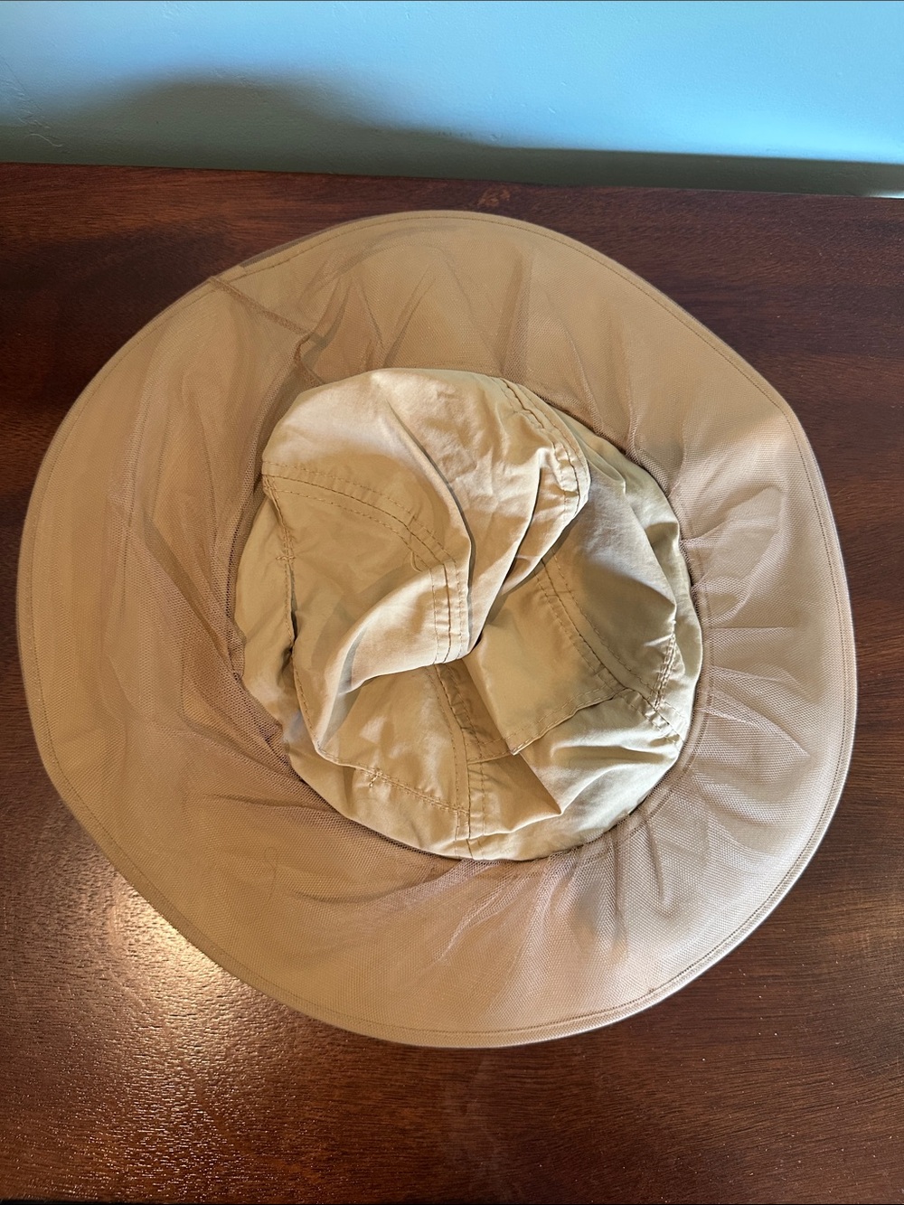 Wide Brim Sun Hat in Tan with net for beekeepers, mosquitoes, or pet hair